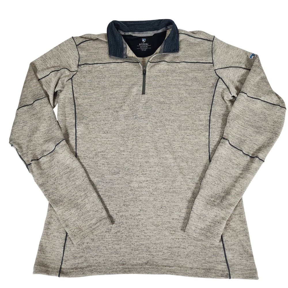 Kuhl Revel 1/4 Zip Pullover Mens Medium Oatmeal Heather Grey Fleece 3112